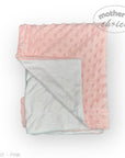 Pink and gray baby blanket with 'Mother's Choice' branding on a white background