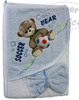 Mothers Choice Hooded Towel And Facecloth 'Soccer Bear'