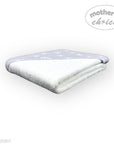 Gray baby blanket with star pattern on a white background, branded 'Mother's Choice'.