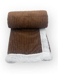 Mothers Choice Sherpa Fleece Stripe Blanket Brown