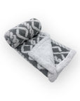 Mothers Choice Sherpa Fleece Blanket Grey White Net Design