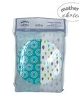 Packaged cotton receivers with patterns in a clear plastic bag, branded 'Mother's Choice'.