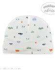 Baby hat with vehicle pattern on a white background, branded 'Mother's Choice'.