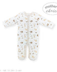 Baby onesie with animal pattern on a white background, branded 'Mother's Choice'.