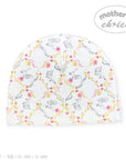 Baby hat with animal pattern on a white background, featuring 'Mother's Choice' branding.
