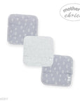 Set of three gray baby bibs with white patterns on a white background, featuring 'Mother's Choice' branding.