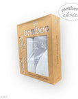 Packaged bamboo hooded towels with 'mother's choice' branding on a white background