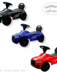 Three toy cars in black, blue, and red on a white background with 'Mother's Choice' branding.