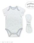 Baby bodysuit and hat set with star pattern on a white background, featuring 'Mother's Choice' branding.