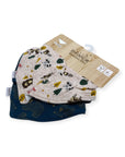 Set of baby bibs with animal prints on a white background, featuring the brand 'Infancia'.