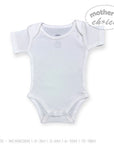 White baby onesie on a white background with 'Mother's Choice' branding.