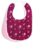 Floral-patterned baby bib on a white background