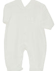 White baby onesie on a white background