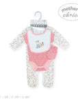 Baby outfit set with floral pattern and pink accents on a hanger, branded 'Mother's Choice'.