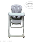 Gray high chair with 'Mother's Choice' branding on a white background