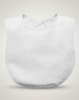 White bib on a light gray background