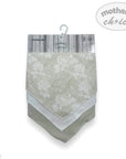 Floral-patterned baby bib on a white background with 'Mother's Choice' branding.