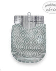 Two-pack of muslin bibs with a patterned design in a clear packaging on a white background.