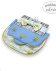 Baby bib and headband set with floral design on a white background, featuring 'mother's choice' branding.