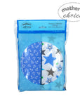 Pack of cloth receivers with star and anchor patterns in clear packaging, branded 'Mother's Choice'.