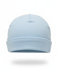 Light blue beanie on a white background