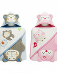 2 pc bath towel set baby monkey owl design