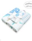 Mothers Choice 3 Piece Hooded Towels And 3 Piece Facecloths Blue Elephant