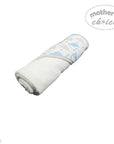 hooded towel and 4 washcloths and wash sponge blue dino
