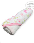hooded towel and 4 washcloths and wash sponge pink butterfly