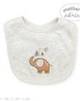 Baby bib with elephant design and 'Mother's Choice' branding on a white background