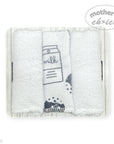 Mothers Choice 3 Piece Hooded Towels And 3 Piece Facecloths Milk Bottle