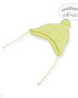 Yellow baby hat with a pom-pom on a white background, branded 'Mother's Choice'.