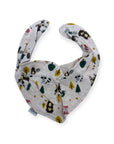 Baby bib with animal pattern on a white background