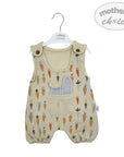 Baby romper with carrot pattern on a hanger against a white background, featuring 'mother's choice' branding.