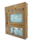 Packaging of a 3-piece newborn gift set with bamboo text on a white background