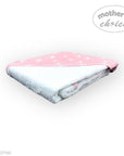 Baby blanket with pink and gray pattern on a white background, branded 'Mother's Choice'.