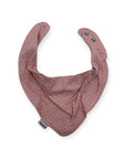 Pink polka dot bandana bib on a white background