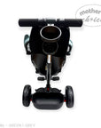 Black scooter with cup holder on a white background, featuring 'mother's choice' branding.