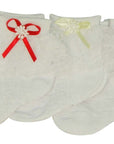 Mothers Choice Girls Lace Socks - White With Assorted Bows