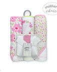 Mothers Choice 3 Piece Hooded Towels And 3 Piece Facecloths So Loved Pink Roses