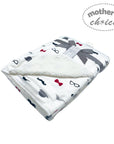 Baby blanket with bow tie pattern on a white background, branded 'mother's choice'.