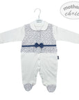 Baby romper with floral patterned vest on a hanger, branded 'Mother's Choice'.