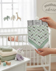 Stork And Baby Mothers Choice 3 pack grey and mint bandana bibs with chevron pattern. Soft absorbent fabric for feeding.