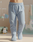 Stork And Baby light blue 100% cotton baby leggings with a comfortable stretchy fit.