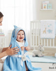Stork And Baby blue hooded shark towel with washcloths for baby, soft absorbent fabric