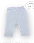 Stork And Baby light blue cotton blend baby leggings with open feet, elastic waistband, and comfortable fit.