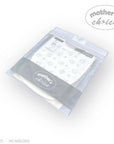 Stork And Baby Mothers Choice 3 pack newborn bibs in white with a subtle all-over print of houses and stars.