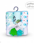 Stork And Baby Mothers Choice 3 pack baby hooded towels with turtle and sea life prints and matching bath toys