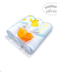 Stork And Baby Mothers Choice 3 pack baby hooded towels with yellow duck patterns and a matching bath toy