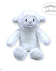 Stork And Baby Mothers Choice plush white sheep toy with embroidered features for baby comfort and nursery decor